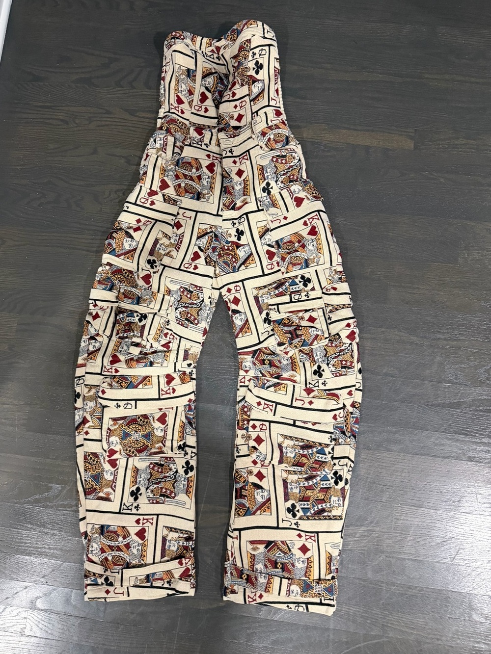 Strapless Cream Card-Print Jumpsuit